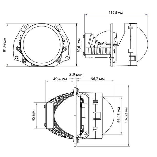 Світлодіодна лінза Decker LED BL 3.0" R-10 60W НФ-00005033 фото